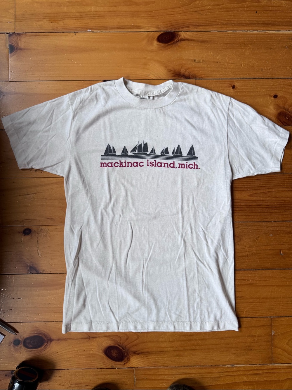 Vintage 1970s Mackinac Island White Single Stitch Tee Large